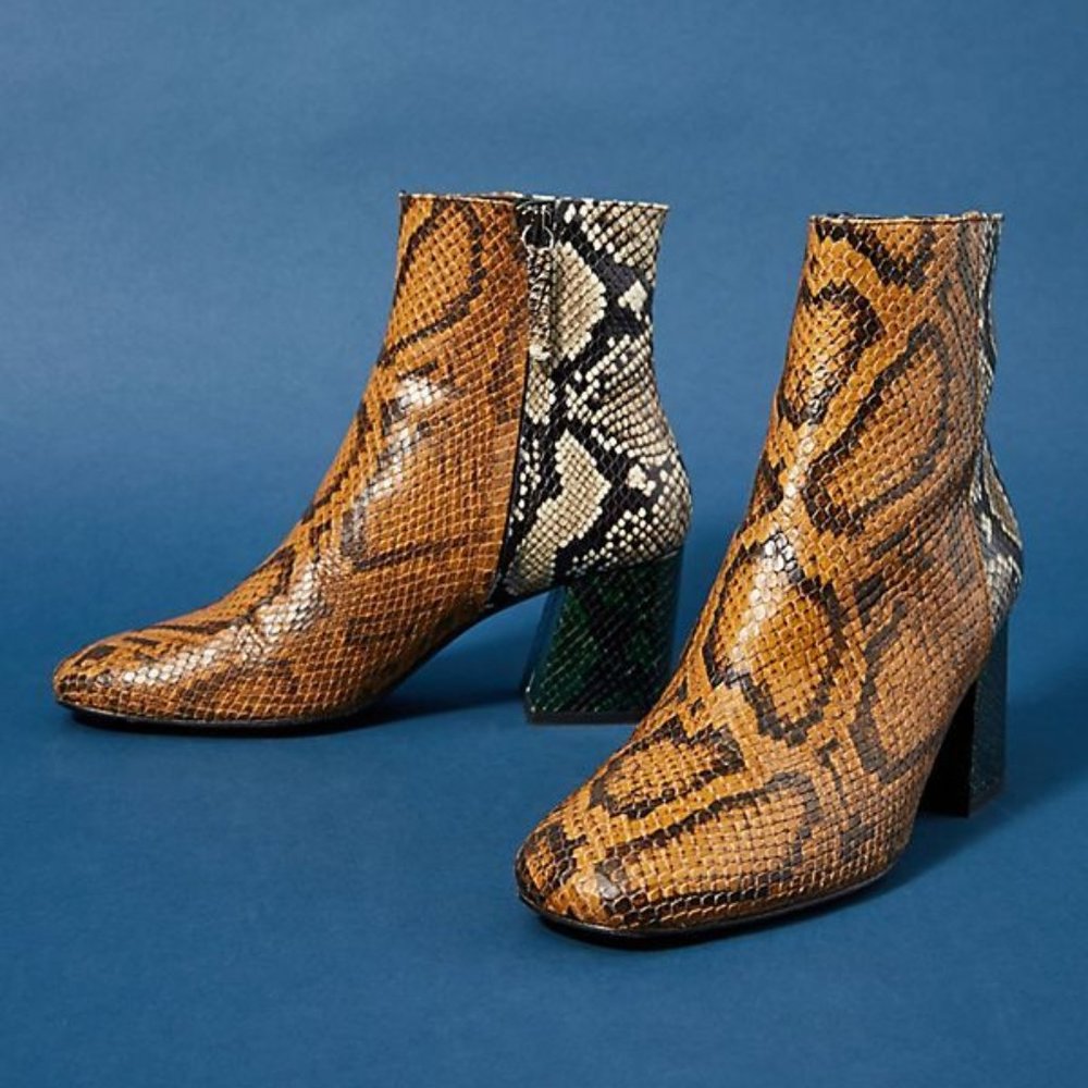 Freda Salvador Charm Snake and Croc Ankle Boots